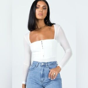 Princess Polly Madera Bodysuit White Size 6